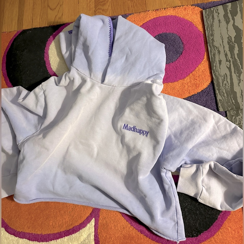 Madhappy Cropped Hoodie Purple Embroidered Xl NWT